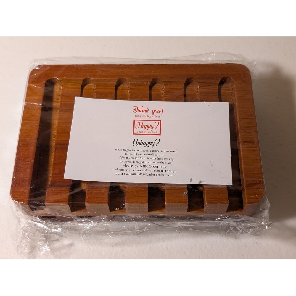 VUEEXE Bamboo Soap Holder Self Draining Soap Dish New